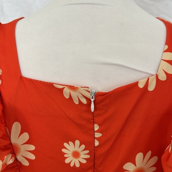Daisy Ruffle Orange/Yellow Baby Doll Midi Sz S - Picture 6 of 12